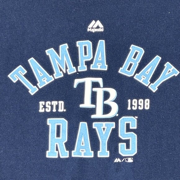 Majestic Shirt Men’s 2XL Blue Tampa Bay Rays MLB Long Sleeve Crew Neck - Picture 1 of 9